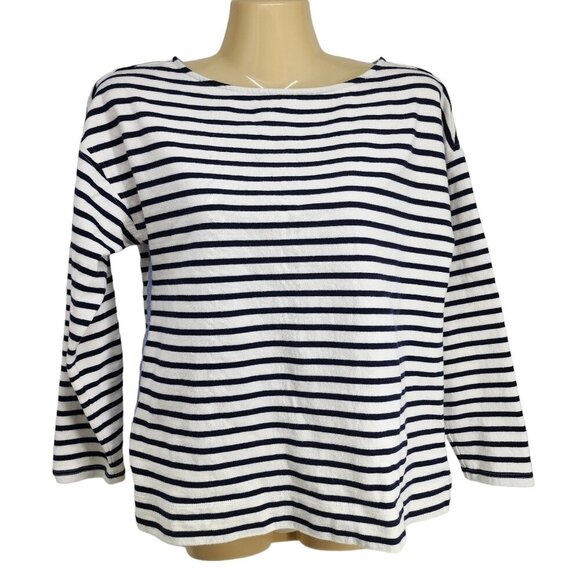 Vineyard Vines Long-Sleeve Striped Knit Top Women's Size XS Off White and Blue - Picture 8 of 8
